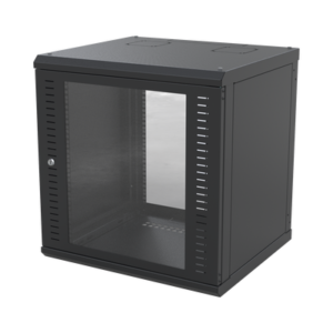 Gabinete para Montaje en Pared, Puerta de Cristal Templado, Cuerpo Fijo con Rack 19" de 12 Unidades