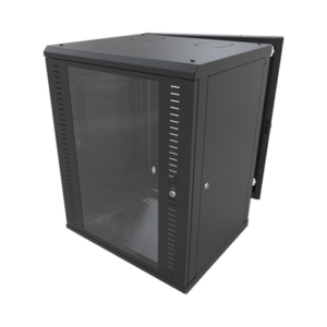 Gabinete Abatible de Pared (Con Marco Trasero) con Rack 19" de 16 Unidades. Ventana de Cristal Templado.