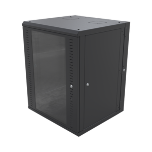 Gabinete Abatible de Pared (Con Marco Trasero) con Rack 19" de 24 Unidades. Ventana de Cristal Templado.