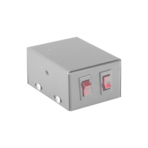 Gabinete metálico con 2 interruptores iluminados para barra de luces