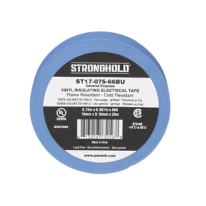 Cinta Eléctrica para Aislar, de PVC, Uso General, Grosor de 0.18mm (7 mil), Ancho de 19mm, y 20.12m de Largo, Color Azul