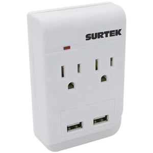 Multicontacto de ABS con 2 entradas de corriente  y 2 de USB.