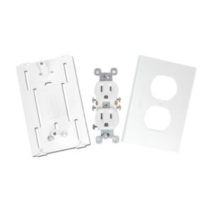 Contacto eléctrico doble, soporte y tapa color blanco de PVC auto extinguible,  para canaleta TEK100 (5591-10200)