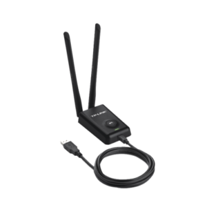 Adaptador de alta potencia USB  inalámbrico N 300 Mbps 2.4 GHz con 2 antenas externas de 5 dBi