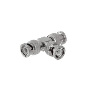 Adaptador de Triple BNC macho para uso en sistemas de CCTV con cables RG-6 / RG-59, Niquel / Oro /Polipropileno.