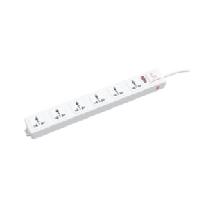 Protector de 120 Vca con 6 contactos de alimentación en color blanco