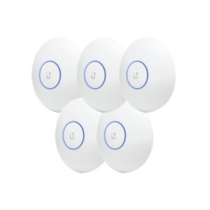 Paquete de 5 Access Point UniFi de largo alcance, Doble banda 802.11ac MIMO2X2 para interior, PoE 802.3af, soporta 250 clientes, hasta 867 Mbps, Los equipos no incluyen poe se sugiere comprar aparte el  modelo POE-24-12W-G