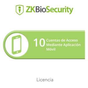 Licencia para ZKBiosecurity para 10 cuentas de acceso mediante aplicación móvil