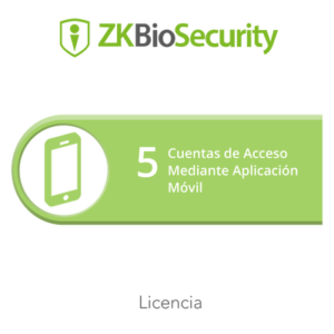 Licencia para ZKBiosecurity para 5 cuentas de acceso mediante aplicación móvil