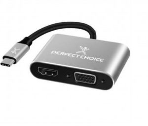 Adaptador USB-C a HDMI1+VGA PERFECT CHOICE PC-101284