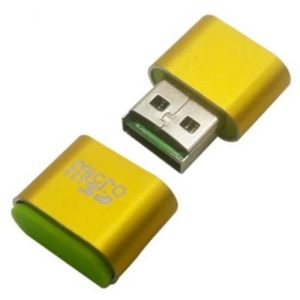 Lector USB BROBOTIX LECTOR USB V2.0 MICRO SD MINI DORADO