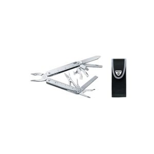 SwissTool - Multiherramienta tipo Navaja de Acero Inoxidable con Pinza y Funda de Nylon
