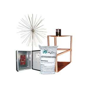 Kit de Punta tipo Erizo con Electrodo, Acoplador y Mejorador de Terreno H2OHM.